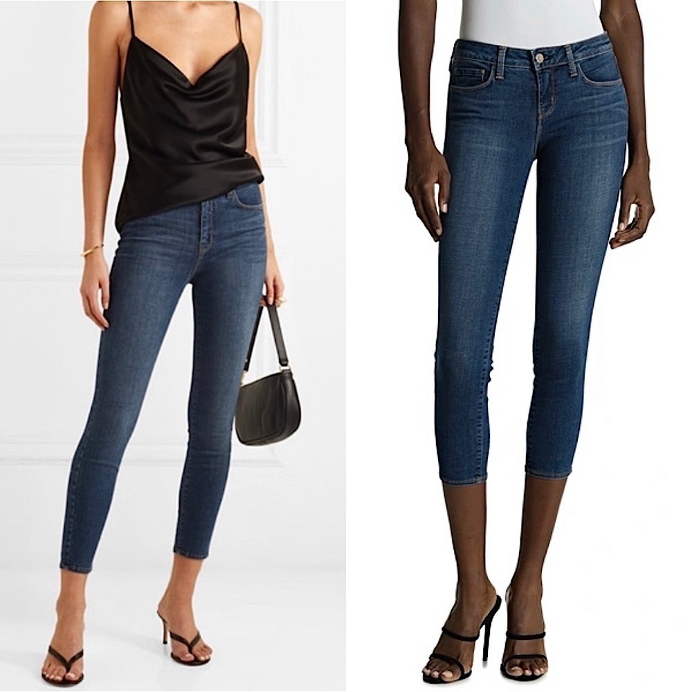 NWT L’AGENCE Dark Wash Stretch Denim Low Rise Ankle Crop Capris Skinny Jeans 27